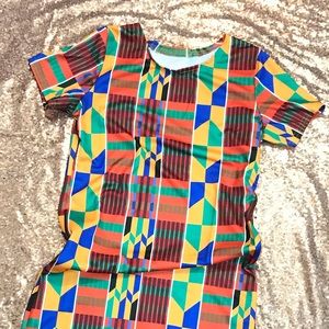 Kente African Print Body Con T-Shirt Dress